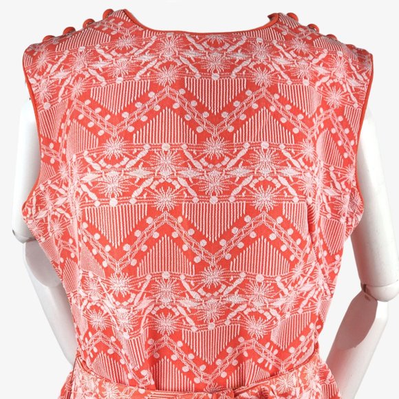Vintage 1960s MOD Orange Mini Dress GoGo Geometric - Picture 2 of 11